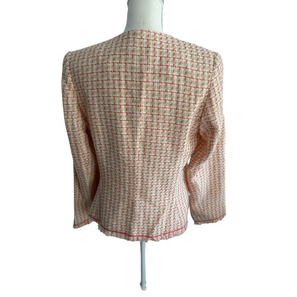 BOB MACKIE Peach Boucle Button Blazer Jacket Size 12 - Picture 4 of 8